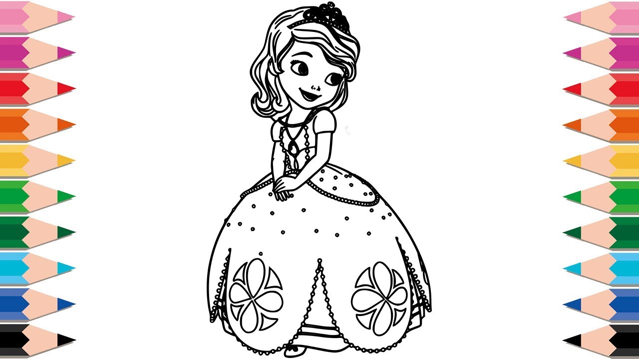1280x720 how to draw sofia the first coloring pages for kids learn colors - Princess Sofia Drawing