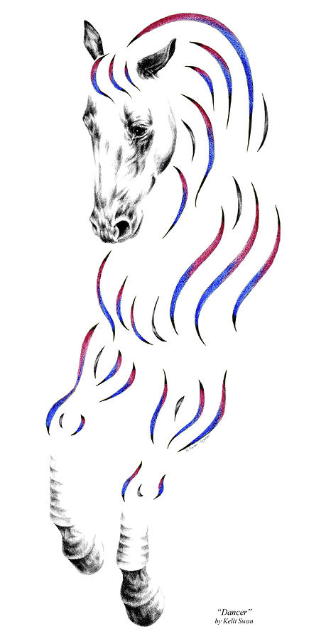 459x900 Dressage Horse Dancer Print Drawing - Print Drawing