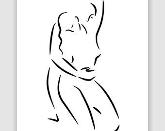 340x270 Kissing Figures Black And White Art Print Drawing Of Couple Etsy - Print Drawing