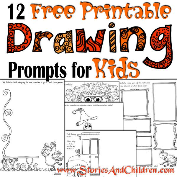 600x600 free printable drawing prompts for kids back to school - Printable Drawing Activities
