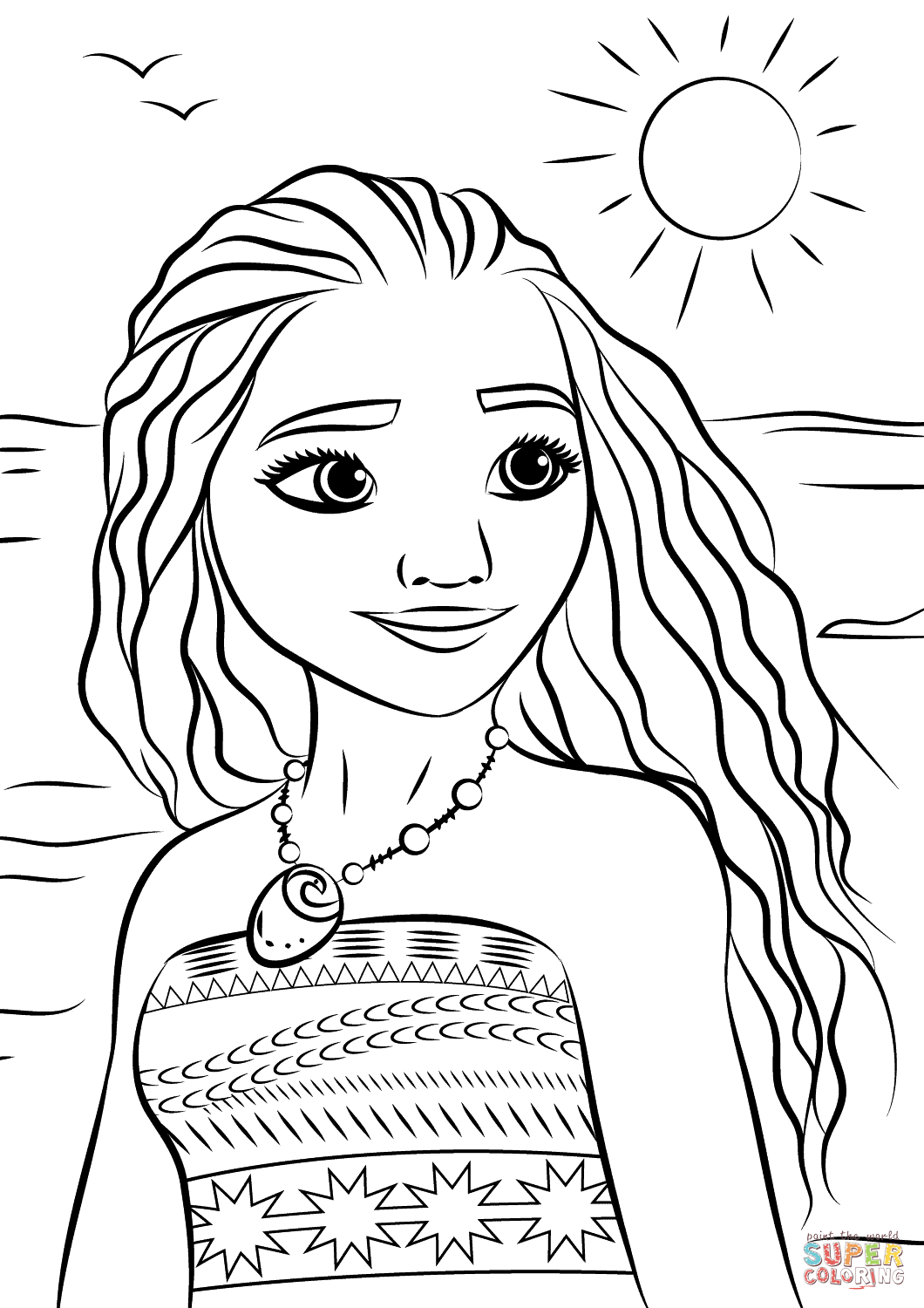 1060x1500 princess moana portrait coloring - Printable Drawing Pages