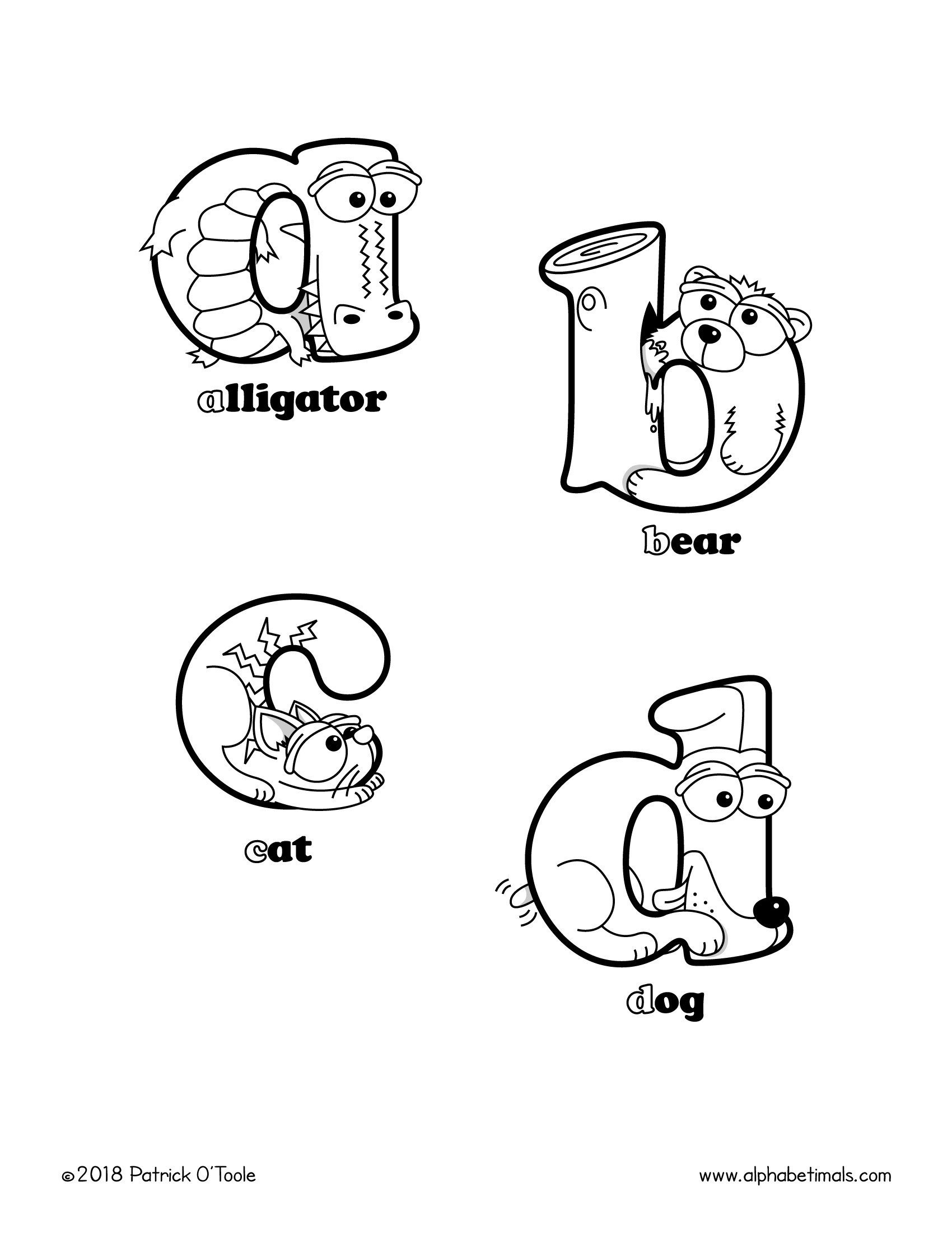 1700x2200 printable coloring pages lowercase letters animals alphabetimals - Printable Drawing Pages