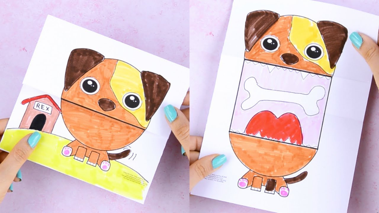 1280x720 Big Mouth Dog Printable Paper Craft For Kids - Printable Drawing Paper
