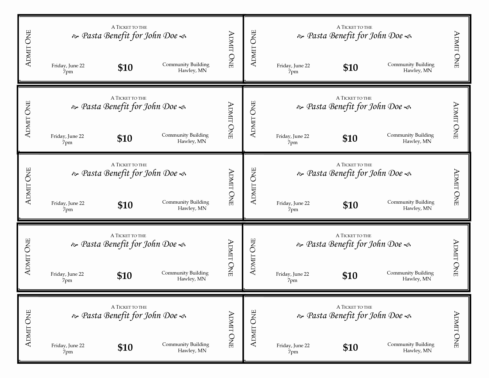 Avery Printable Tickets