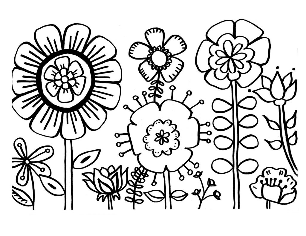 1024x790 Coloring Pages Flower Coloringges For Kids Free Library - Printable Drawings For Kids
