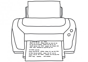 367x260 line art printer drawing - Printer Drawing