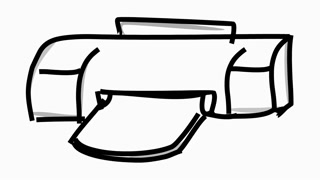320x180 printer line drawing illustration animation with transparent - Printer Drawing