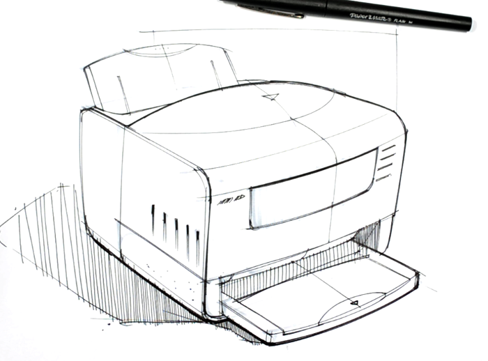700x518 sketch of a printer - Printer Drawing