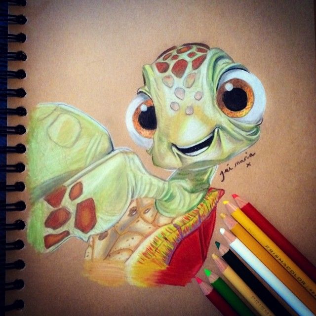 640x640 disney drawing squirt artwork from finding nemo using - Prismacolor Drawings