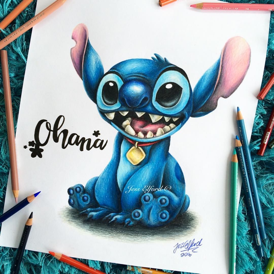 1080x1080 drawing of stitch from disney's lilo and stitch - Prismacolor Drawings