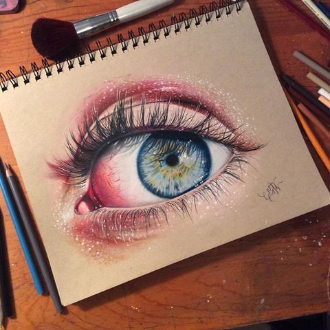 480x480 eye drawing done with prismacolor colored pencils on toned tan - Prismacolor Drawings