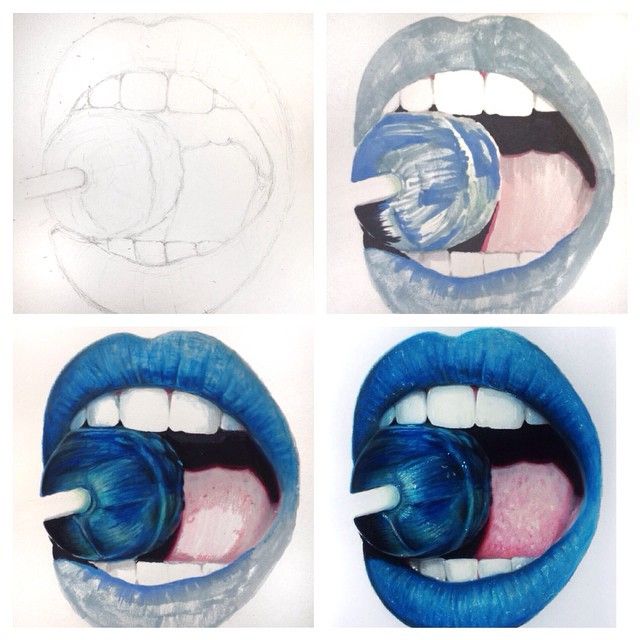 640x640 here's some progress photos of my most recent blue lips drawing - Prismacolor Drawings
