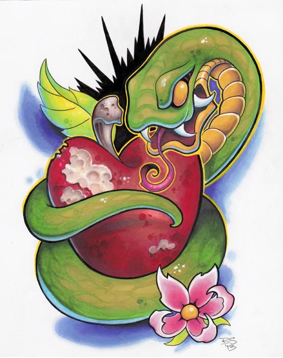 553x700 snake apple marker drawing - Prismacolor Marker Drawings