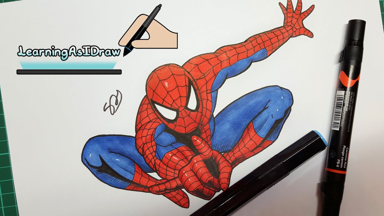 1280x720 spider man drawing with alcohol markers prismacolor spectrum - Prismacolor Marker Drawings