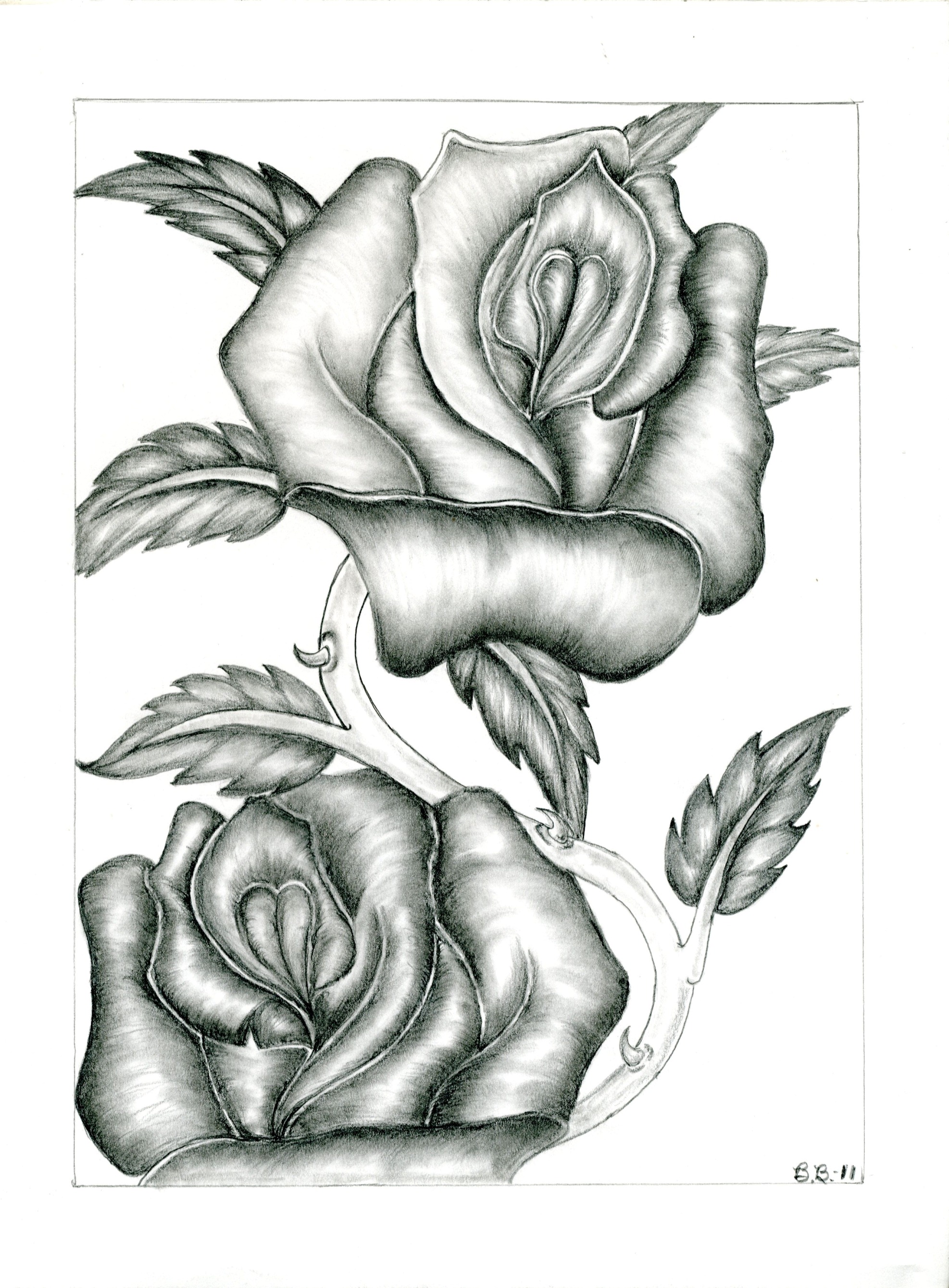 1974x2678 jail house art rose pencil sketch - Prison Drawings