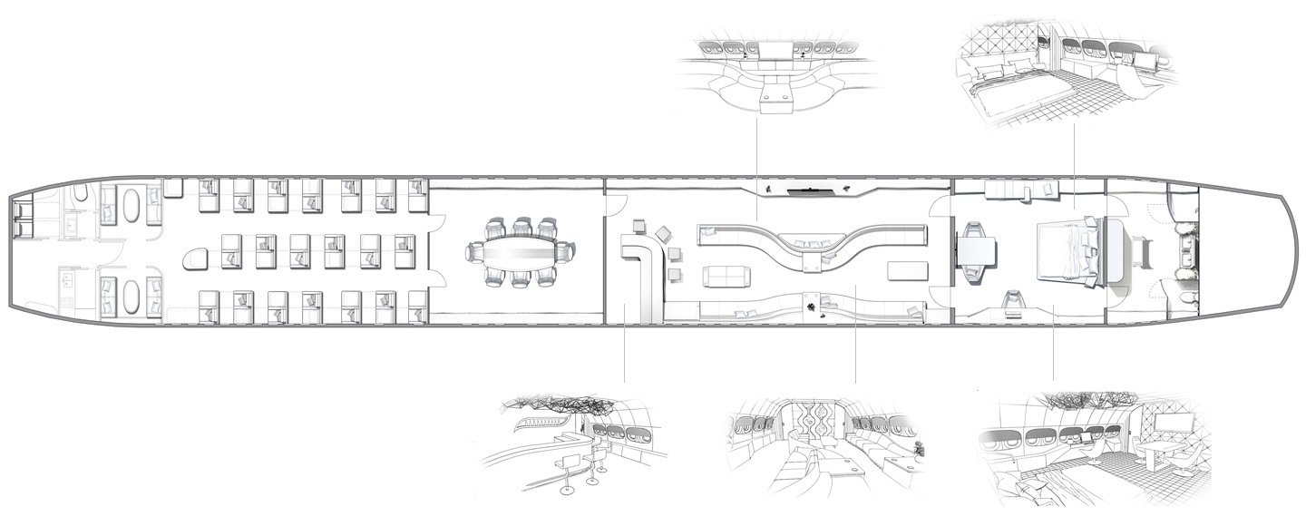 1440x580 private jet interior design vip completions - Private Jet Drawing