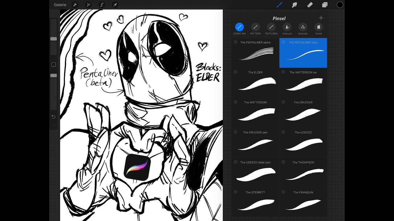 1280x720 free procreate ink brush set for comics, cartoons illustrations - Procreate Drawing Brushes