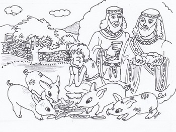 350x263 the prodigal son feeding swine cute coloring - Prodigal Son Drawing