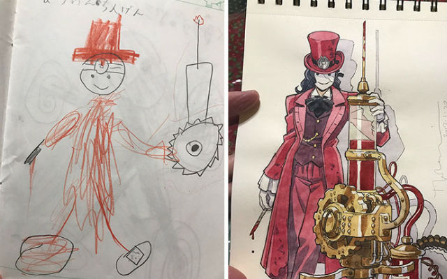 640x400 professional anime artist turns his sons' sketches into amazing - Professional Anime Drawings