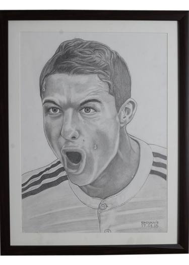 375x525 pencil portrait of the professional footballer cristiano ronaldo - Professional Drawing
