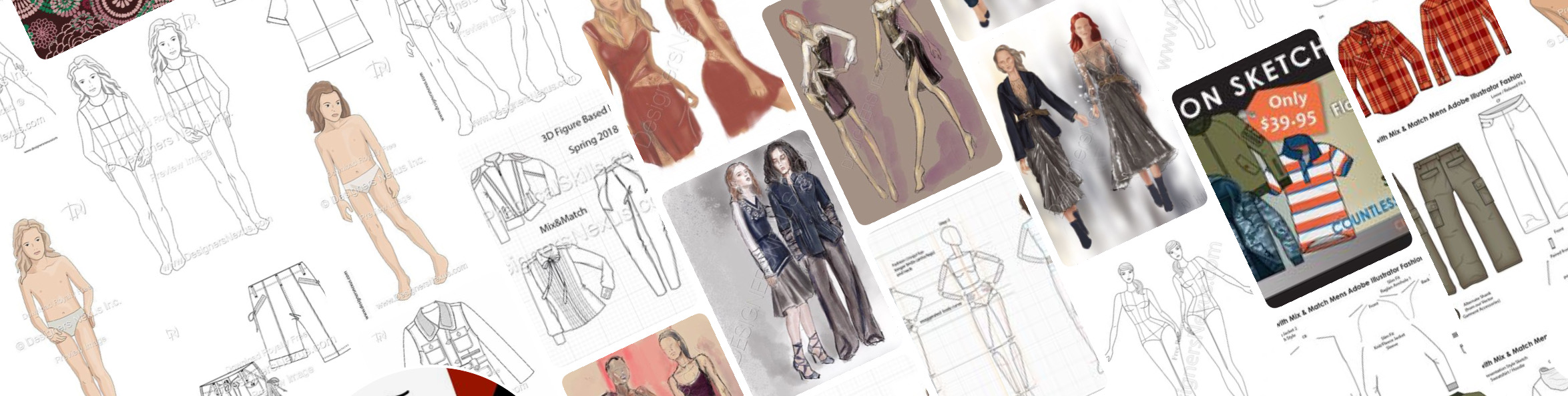 2349x593 fashion design portfolio sketchbook - Professional Fashion Drawing