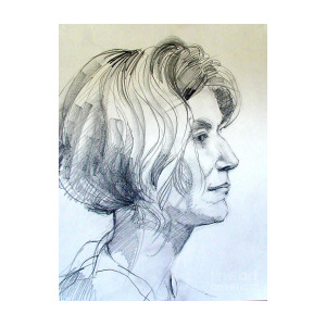 300x300 portrait drawing of a woman in profile drawing - Profile Portrait Drawing