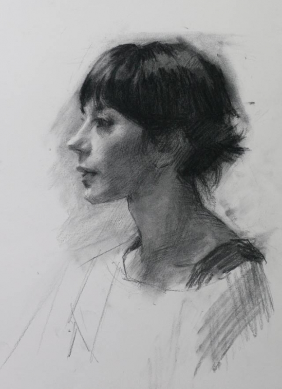 579x800 Portrait Drawing Technique With Charcoal, Louis Smith - Profile Portrait Drawing