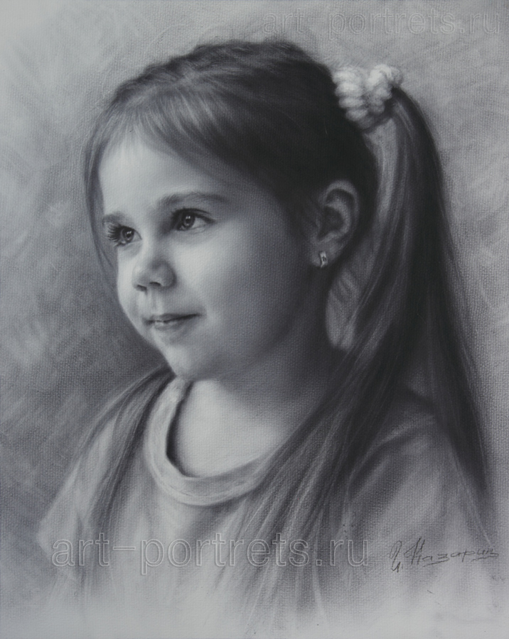 716x900 semi profile portrait drawing little girl - Profile Portrait Drawing
