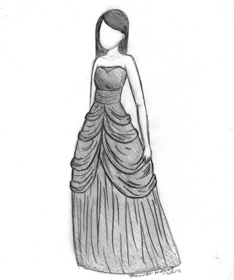 Prom Dress Drawing at PaintingValley.com | Explore collection of Prom ...