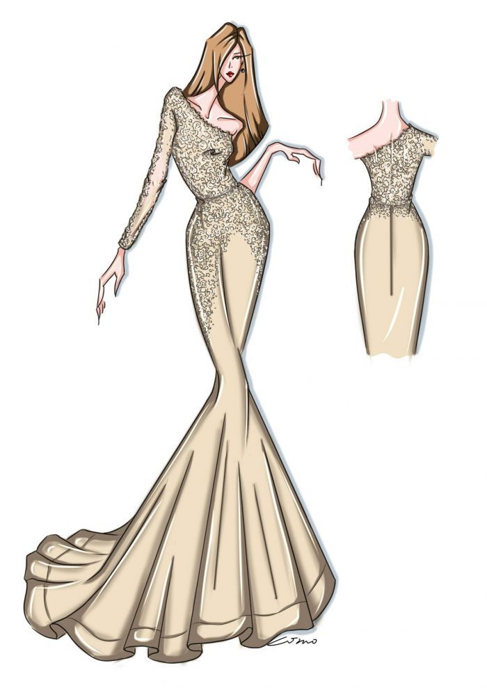 Prom Dress Drawing at PaintingValley.com | Explore collection of Prom