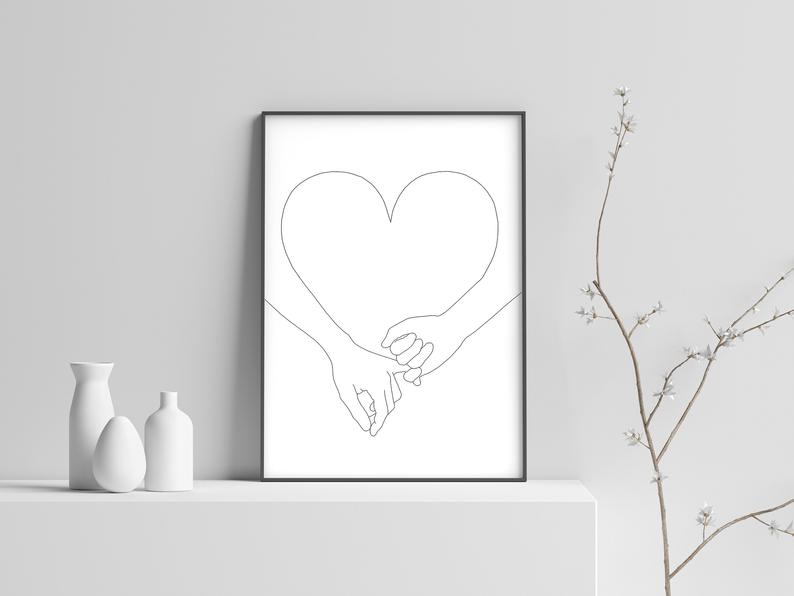 794x596 Pinky Promise Drawing Print Modern Minimalist Heart Hand Etsy - Promise Drawing