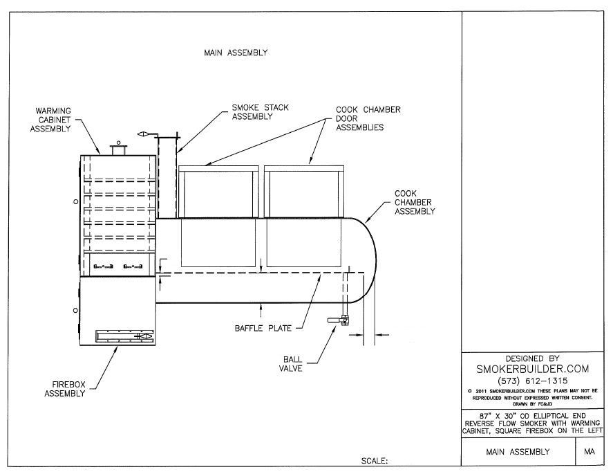 887x685 Smoker Plans - Propane Tank Drawing