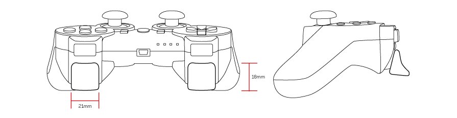 895x231 Gioteck Real Triggers - Ps3 Controller Drawing
