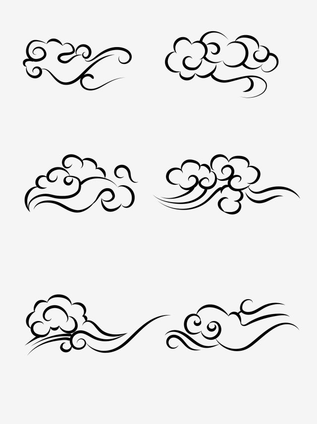 640x856 commercial linear cloud set drawing,line,black,set of pictures - Psd Drawinging