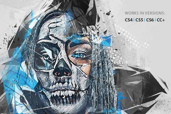 600x400 Street Drawing Photoshop Action - Psd Drawinging