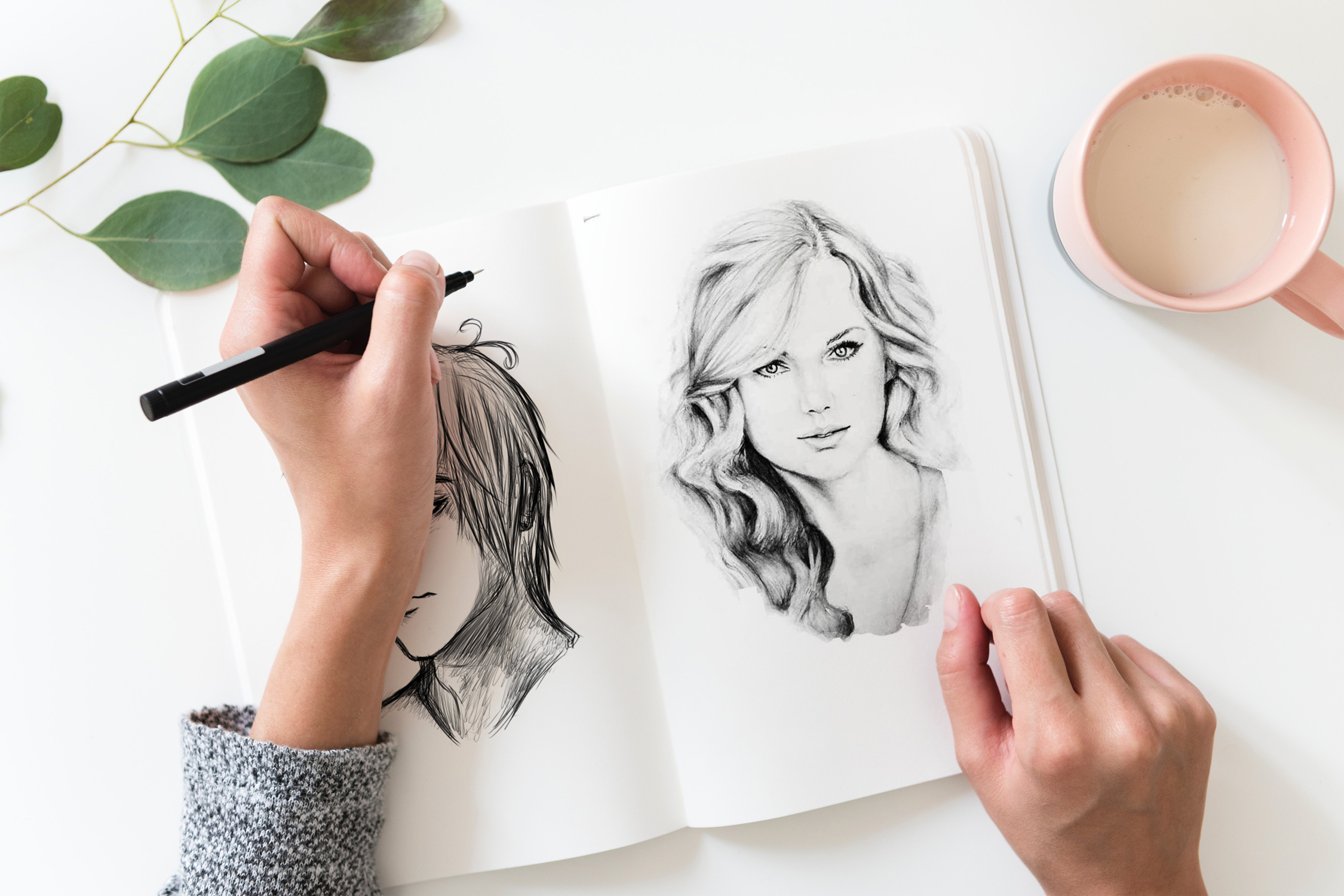 2250x1500 Sketchbook Free Mockup Drawing - Psd Drawinging