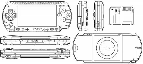 500x223 sony psp blueprint in psp, retro video games, model - Psp Drawing
