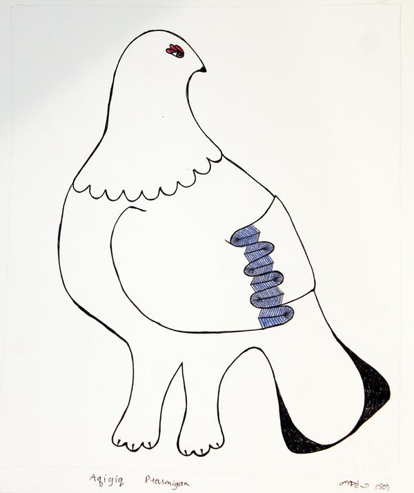 600x714 inuit art drawing - Ptarmigan Drawing