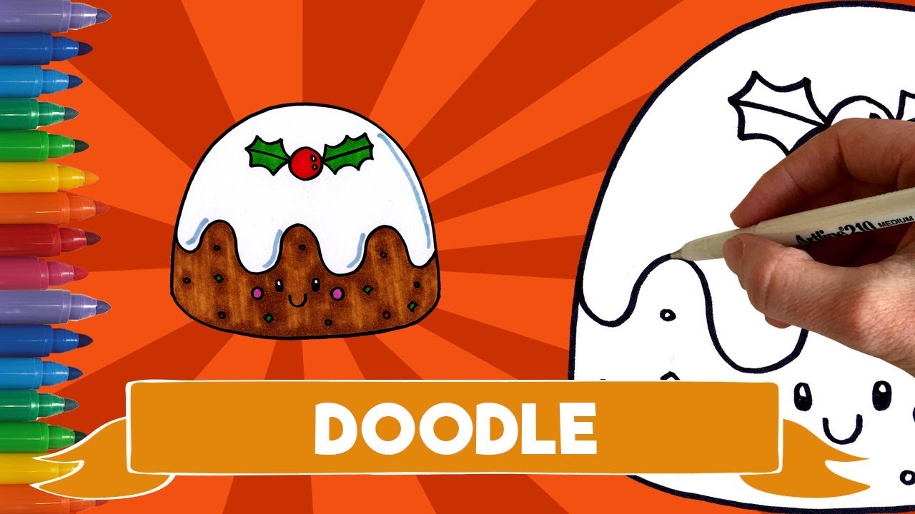 1280x720 how to draw a christmas pudding cute and easy drawing tutorial - Pudding Drawing