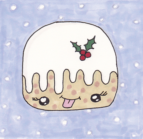 500x486 learn to draw a kawaii christmas pudding in six steps learn to draw - Pudding Drawing