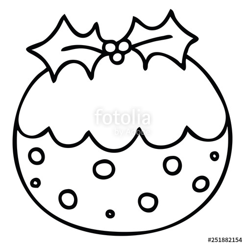 500x500 quirky line drawing cartoon christmas pudding stock image - Pudding Drawing
