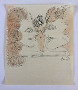 260x300 salvador benitez, original signed female faces drawing - Puerto Rico Drawing