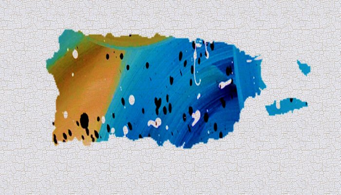 700x401 colorful art puerto rico map blue and brown pillow sham - Puerto Rico Map Drawing