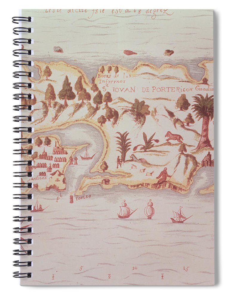 770x1000 Map Of The Island Of Puerto Rico Spiral Notebook For Sale - Puerto Rico Map Drawing