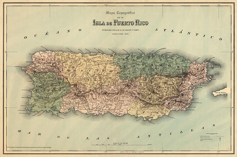 900x597 Antique Map Of Puerto Rico - Puerto Rico Map Drawing