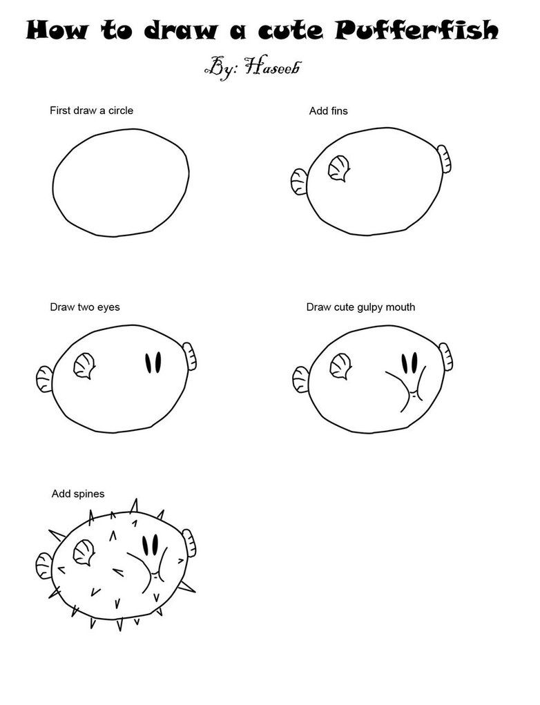 782x1021 How To Draw Pufferfish How To Draw In Drawings, Fish - Puffer Fish Drawing