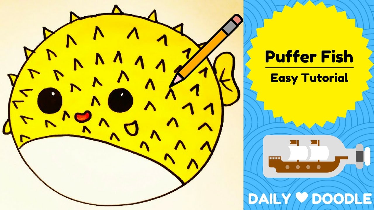 1280x720 Tutorial How To Draw A Puffer Fish In Simple Steps - Puffer Fish Drawing