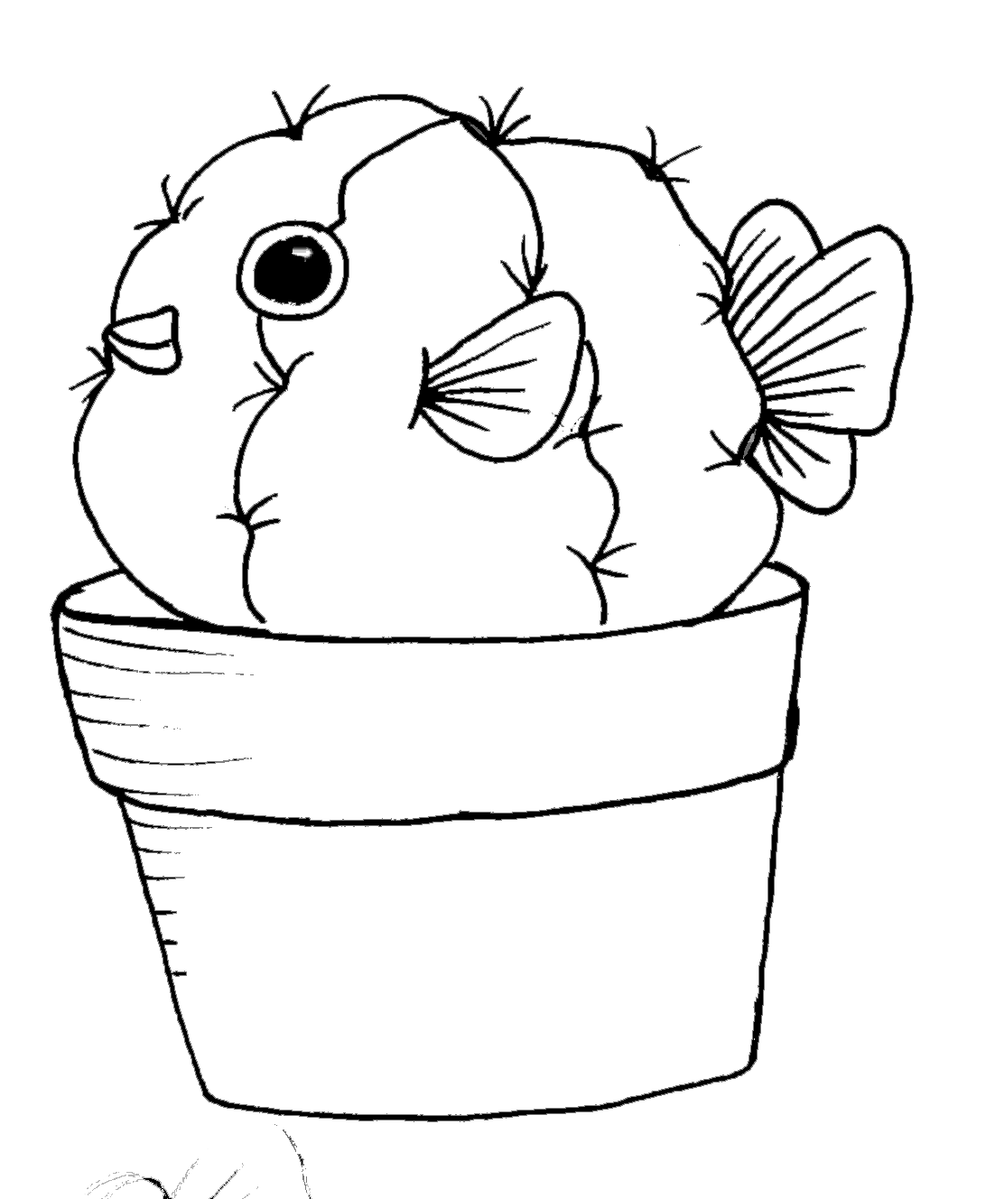 1102x1328 Puffer Fish Cactus Drawing Doodles In Fish Drawings - Puffer Fish Drawing