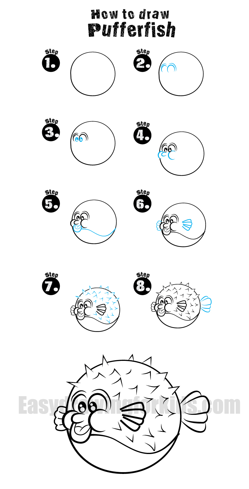 How To Draw A Puffer Fish Step By Step