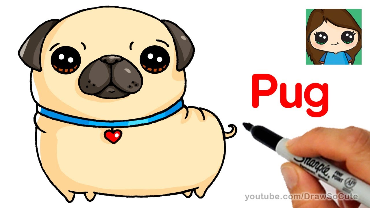 1280x720 how to draw a pug easy - Pug Cartoon Drawing